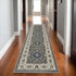 5' X 8' Blue And Gray Oriental Area Rug With Fringe